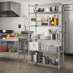 Thumbnail image #2 for Quantum WR63-2424S-5 Wire Shelving Starter Kit, 5 Shelves, 24"W x 24"D x 63"H, Stationary, Stainless Steel