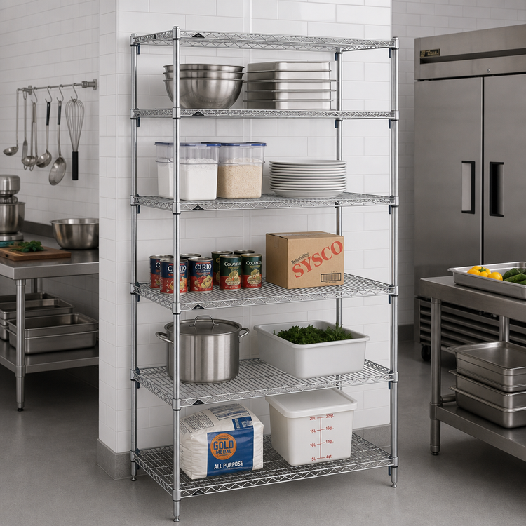 Product image #2 for Metro Super Erecta Super Adjustable Chrome Plated Starter Wire Shelving Unit, 24"W x 24"D x 74"H, 5 Shelves