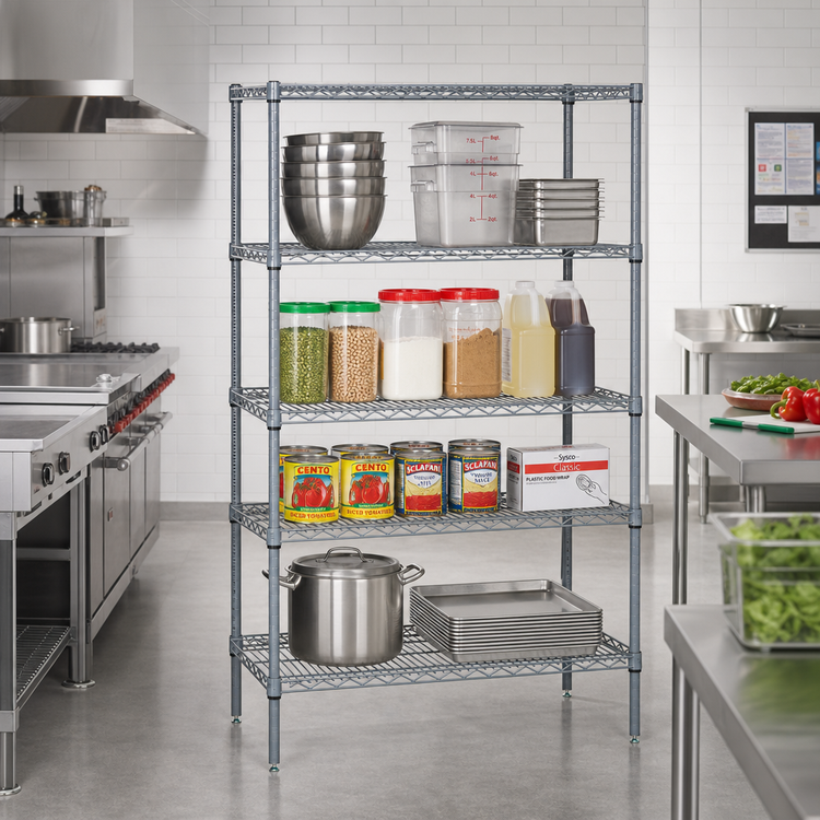 Product image #2 for Quantum 54 in W x 24 in D x 86 in H Gray Epoxy Antimicrobial Wire Shelving Starter Kit