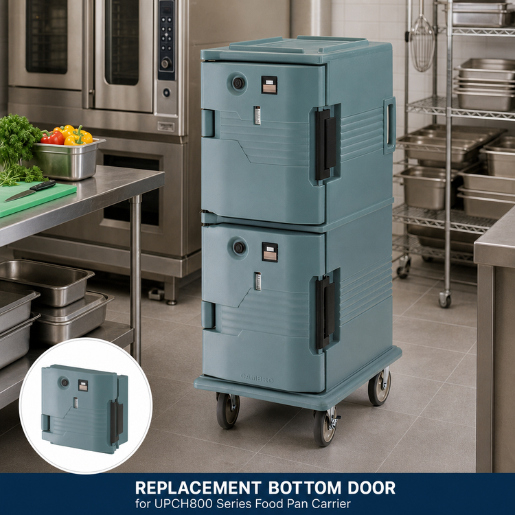 Product image #3 for Cambro Ultra Camcart Heated Replacement Retrofit Bottom Door for UPCH800 Series Food Pan Carrier, 110V, Slate Blue