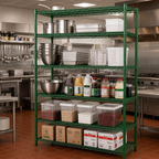 Thumbnail image #2 for Steel Works Stainless SW1872G-5 Stationary 5-Tier Wire Shelving Unit, 72 x 18 x 84 Inches, Green Epoxy Coated