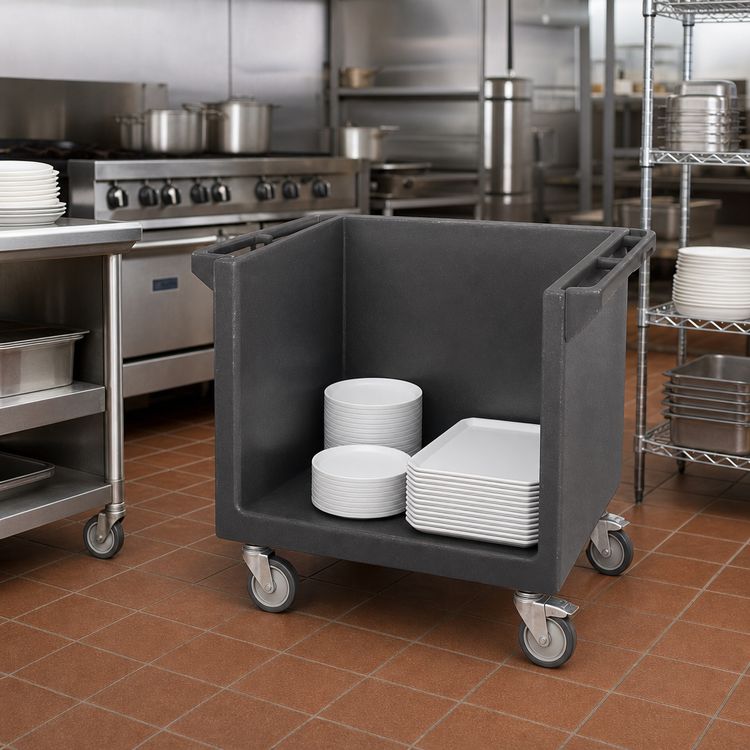 Product image #3 for Cambro Tray & Dish Cart Only with 6-Inch Swivel Casters, Polyethylene, Charcoal Gray