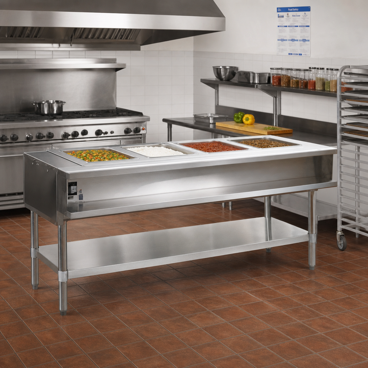 Product image #2 for Eagle Group 4-Well Water Bath Hot Food Table, Natural Gas, Open Base, 63-1/2 Inch