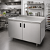Thumbnail image #2 for Advance Tabco Enclosed Work Table with Cabinet Base and Hinged Doors, 96 x 30 x 37 Inches, 14-Gauge 304 Stainless Steel Top, 1-1/2-Inch Rear Up-Turn