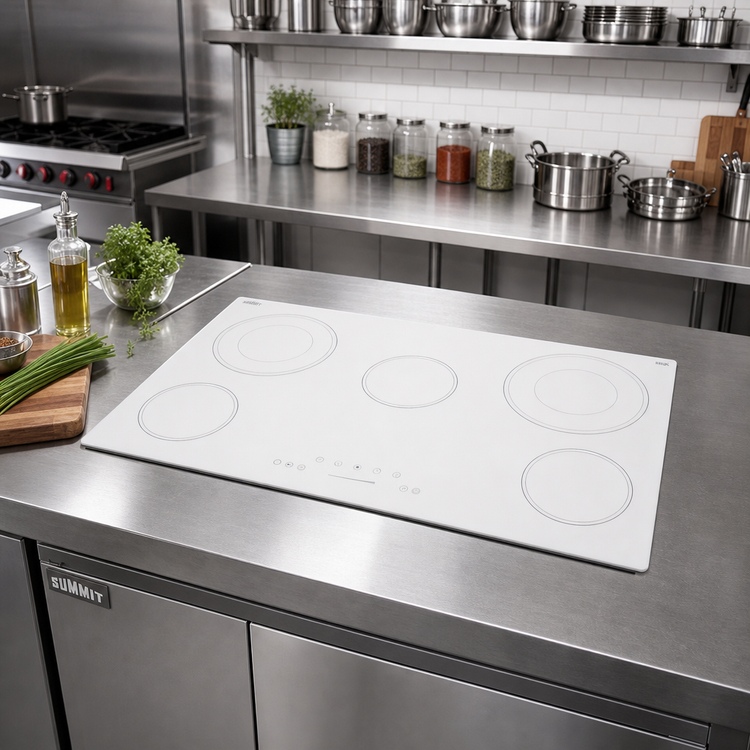 Product image #2 for Summit Commercial 36-Inch Built-In Radiant Electric Cooktop with 5 Elements, White Ceramic Glass