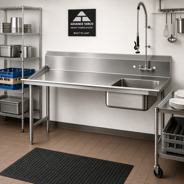 Product image #2 for Advance Tabco 83-Inch Left-Hand Straight Soil Dish Table with Pre-Rinse Sink, 304 Stainless Steel