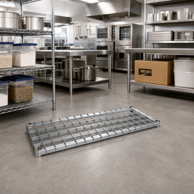 Product image #2 for Metro Super Erecta Stainless Steel Lift-Off Wire Deck Dunnage Shelf, 48 x 24 Inches, 1300 lb. Capacity