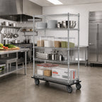 Thumbnail image #2 for Metro Super Erecta N556LC Mobile 4-Shelf Chrome Wire Dolly Truck, 48"W x 24"D x 69"H
