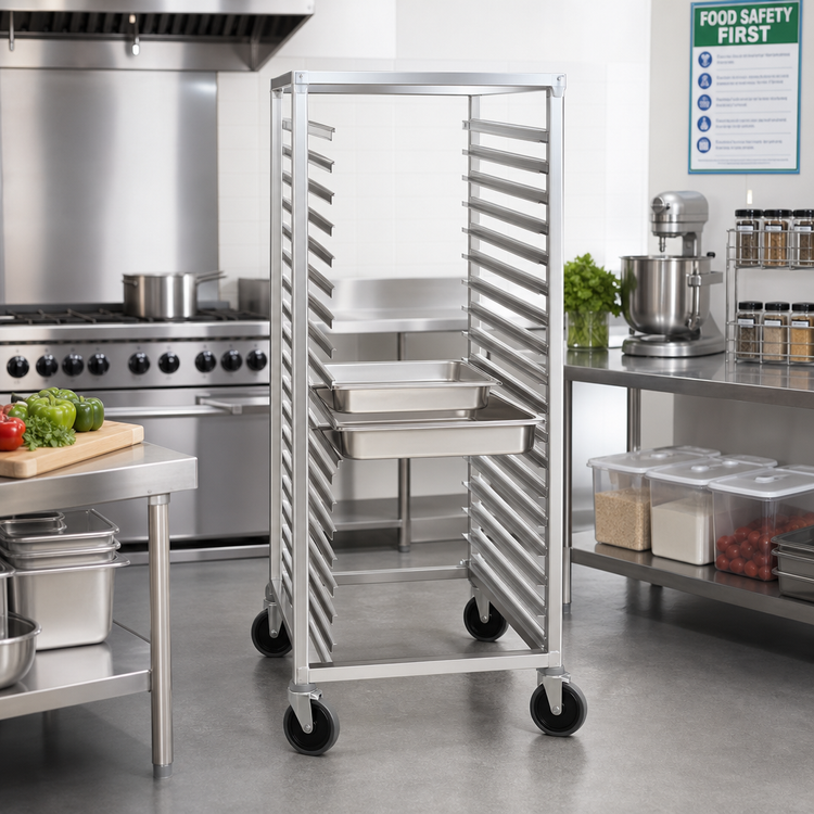 Product image #2 for Channel Mobile Stainless Steel 12 x 20 Steam Table Pan Rack, 34-Pan Capacity, Side Load