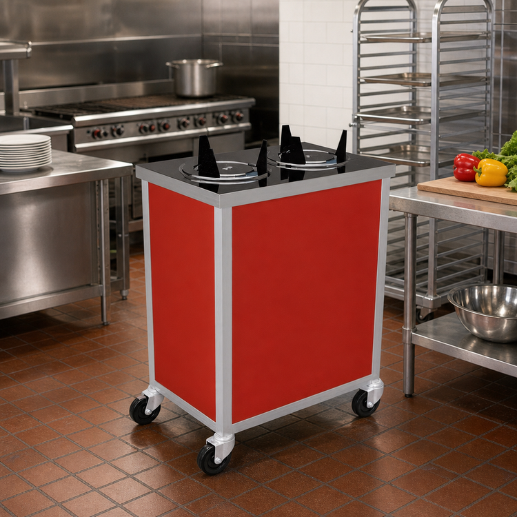 Product image #2 for Atlas Metal MEPD2H-8-1/8 Heated Mobile Double Plate Dispenser with Enclosed Base