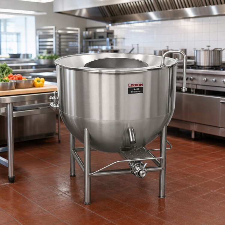 Product image #2 for Legion LT-150 150-Gallon Stationary Direct Steam Kettle with 2/3 Jacket