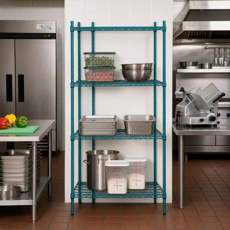 Product image #2 for Advance Tabco Special Value Series 4-Shelf Wire Shelving Unit, 48W x 18D x 74H, Green Epoxy