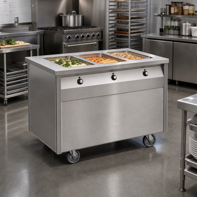 Product image #2 for Randell Electric Mobile Modular 6-Well Sealed Hot Food Table with Enclosed Base