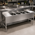 Thumbnail image #2 for Omcan 72-Inch Stainless Steel Four-Compartment Under Bar Sink with Dual Drainboards