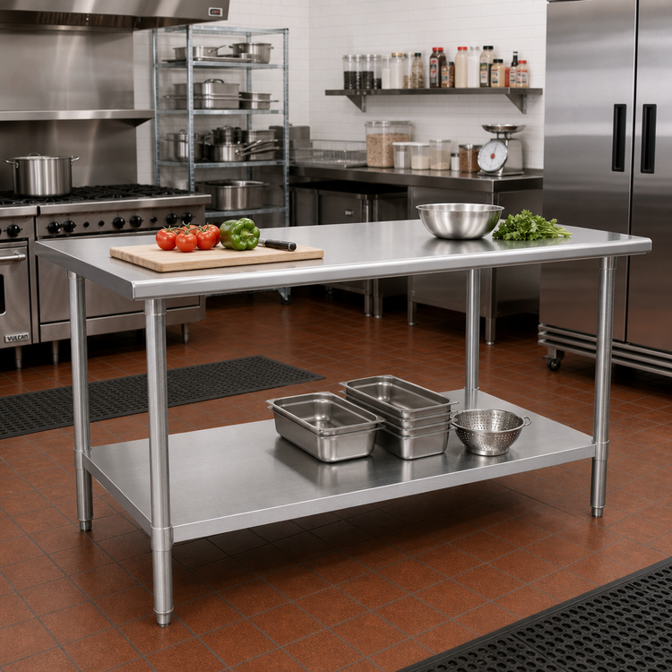 Product image #2 for Eagle Budget Series 72"W x 30"D Stainless Steel Work Table with Adjustable Galvanized Undershelf