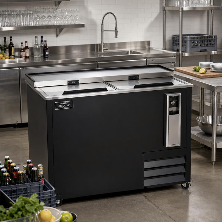Product image #2 for Arctic Air AUB50R 50-Inch Horizontal Bottle Cooler with Locking Sliding Lids, 13.7 Cu. Ft., Black Exterior
