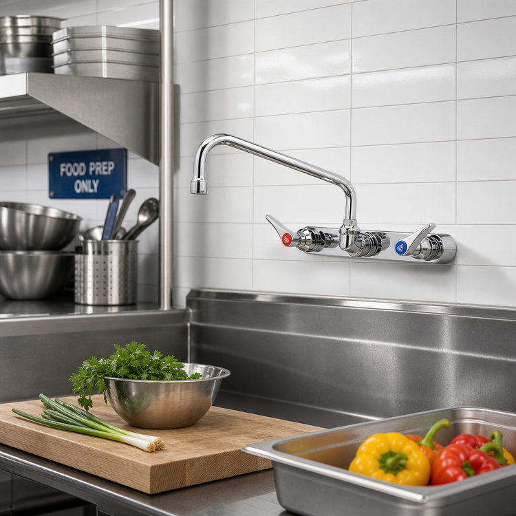 Product image #2 for T&S Brass B-1126 Splash-Mounted Workboard Faucet with 8-Inch Swing Nozzle, 8-Inch Centers