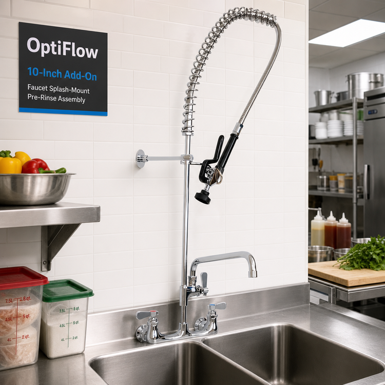Product image #2 for OptiFlow 10-Inch Add-On Faucet Splash-Mount Pre-Rinse Assembly
