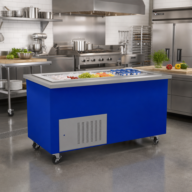 Product image #2 for Randell Custom & Serving 60-Inch Mobile Modular Open Base Refrigerated Frost Top Serving Station