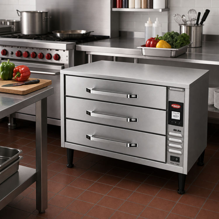 Product image #2 for Hatco HDW-1.5R2 Freestanding 3-Drawer Stainless Steel Split Drawer Warmer