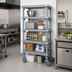 Thumbnail image #2 for Millenia 5-Shelf Mobile Open Grid Polymer Shelving Starter Unit, 42 x 24 x 62 Inches, Gray