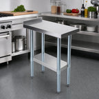 Thumbnail image #2 for John Boos Stallion EFT8-3012SSK-X Stainless Steel Filler Table, 12"W x 30"D, 18-Gauge 400 Series Top, Backsplash, Adjustable Undershelf