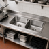 Thumbnail image #2 for BK Resources Two-Compartment Drop-In Sink with Basket Drains, 45-1/4 Inch W x 21 Inch D x 12 Inch H