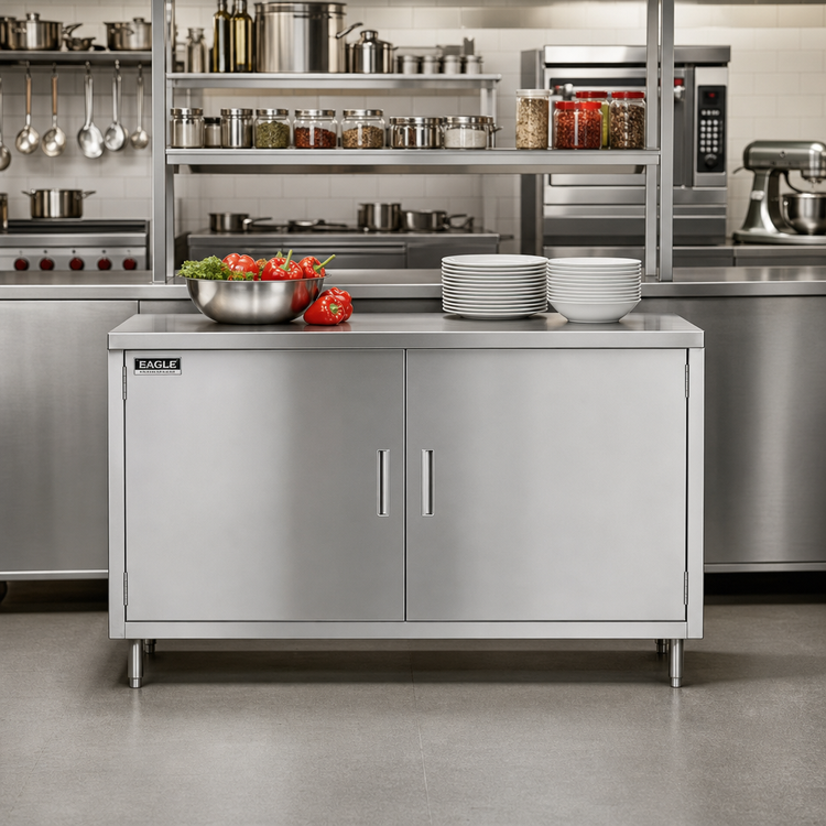 Product image #2 for Eagle Spec-Master Series Stainless Steel Plate Cabinet with Hinged Doors, 60-Inch W x 15-Inch D