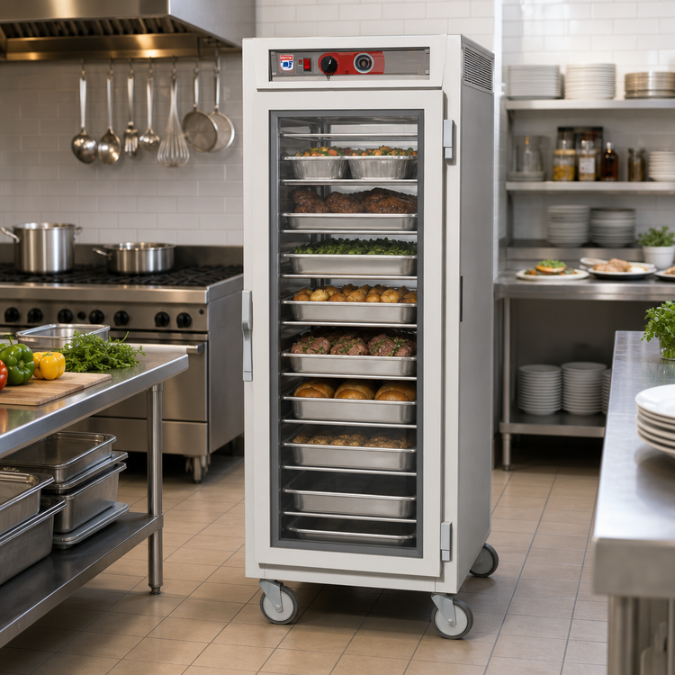 Product image #2 for Metro C5 6 Series Mobile Full-Height Pass-Thru Heated Holding Cabinet with Clear and Solid Doors, 120V