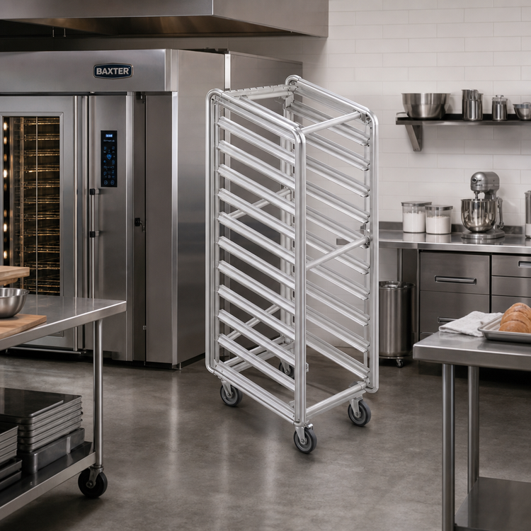 Product image #2 for Baxter Heavy Duty Stainless Steel Single Side Load Rack for Single Rack Ovens, 20 Slides