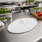 Thumbnail image #2 for CFS Brands Ridge 5310437 9-Inch Freeform Rimless Melamine Plate, White Marble Matte Finish Case of 12