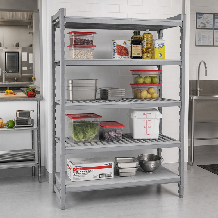 Product image #3 for Cambro Camshelving Premium 24" x 60" 4-Shelf Vented and Solid Shelf Kit