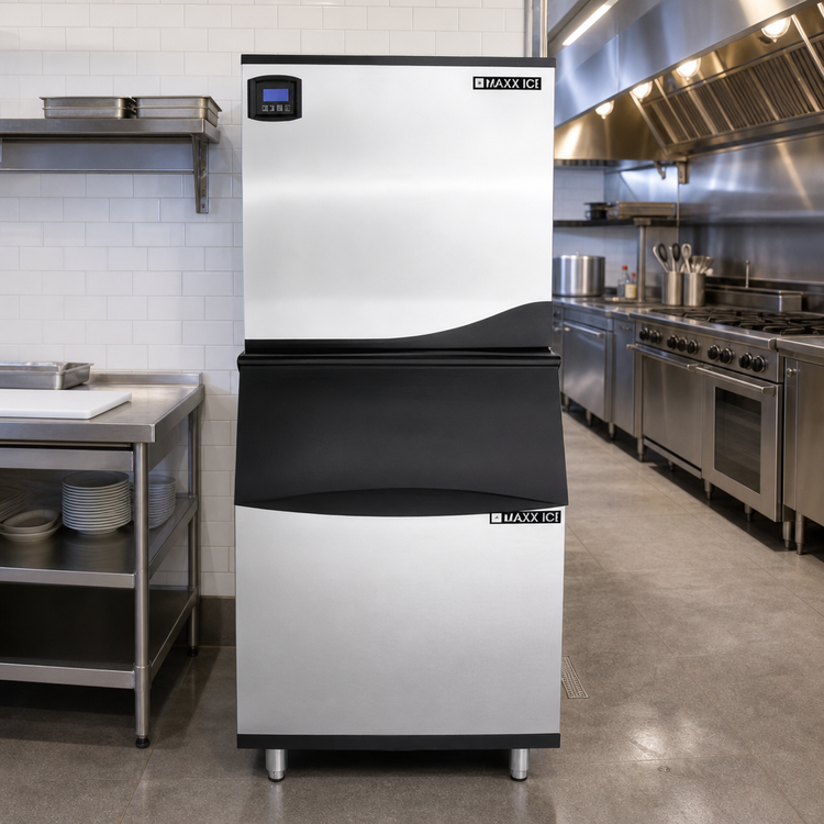 Product image #2 for Maxx Ice MIM650NH-B580 Intelligent Series Modular Ice Machine with 580 lb. Bin, Half Dice Cubes
