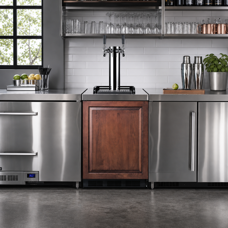 Product image #2 for Summit Appliance 24-Inch ADA-Compliant Built-In Floating Tap Dual Tap Beer Kegerator, Panel-Ready Door