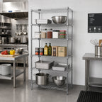 Thumbnail image #2 for Quantum WR74-2130C-5 5-Shelf Stationary Wire Shelving Starter Kit, 30"W x 21"D x 74"H, Chrome