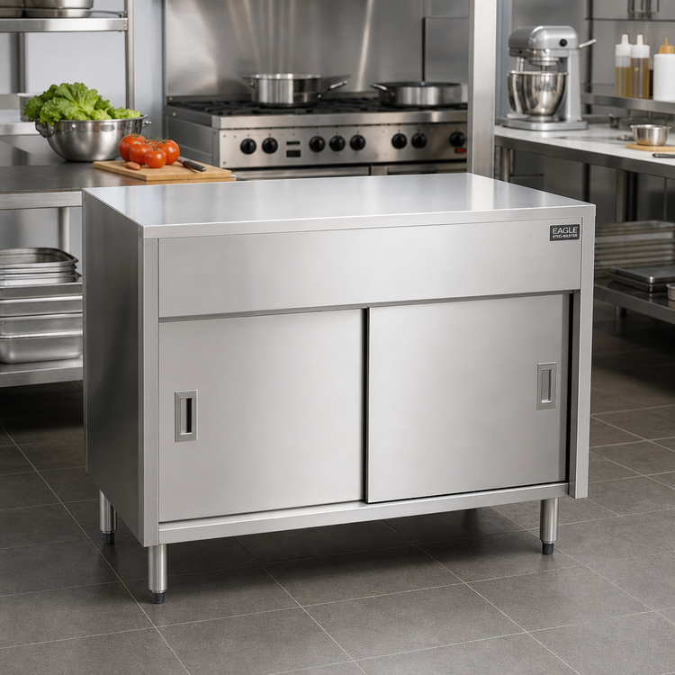 Product image #2 for Eagle Group Spec-Master 48-Inch Solid Top Unit with Enclosed Stainless Steel Base and Sliding Doors