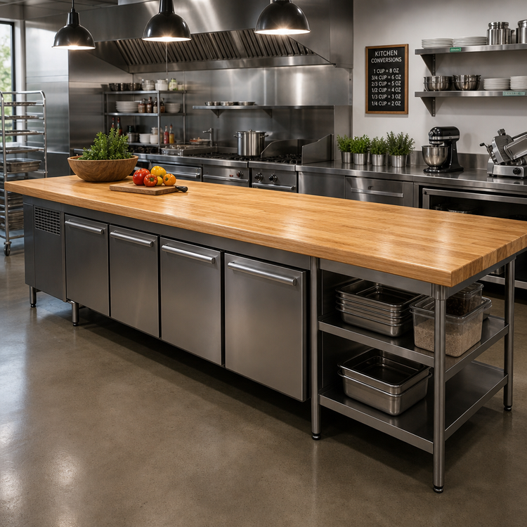 Product image #2 for Appalachian Island Countertop, 120 in. x 30 in. x 1-1/2 in., Blended Edge Grain Red Oak, Varnique Finish