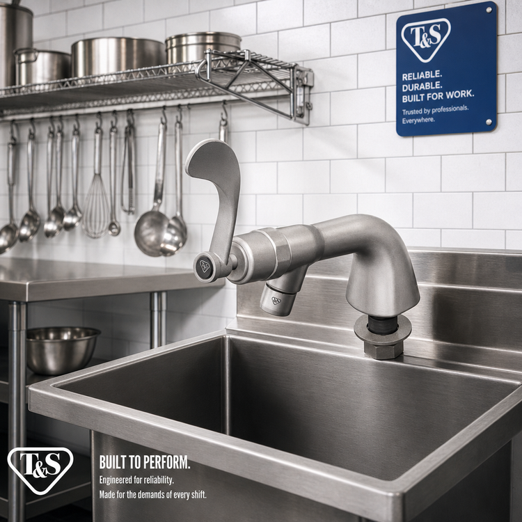 Product image #2 for T&S Brass Heavy-Duty Slow Self-Closing Manual Faucet with 4-Inch Wrist Action