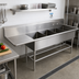 Thumbnail image #2 for John Boos Pro-Bowl 4-Compartment Sink with Left Drainboard, 20 x 20 x 14-Inch Bowls, 14-Gauge Stainless Steel