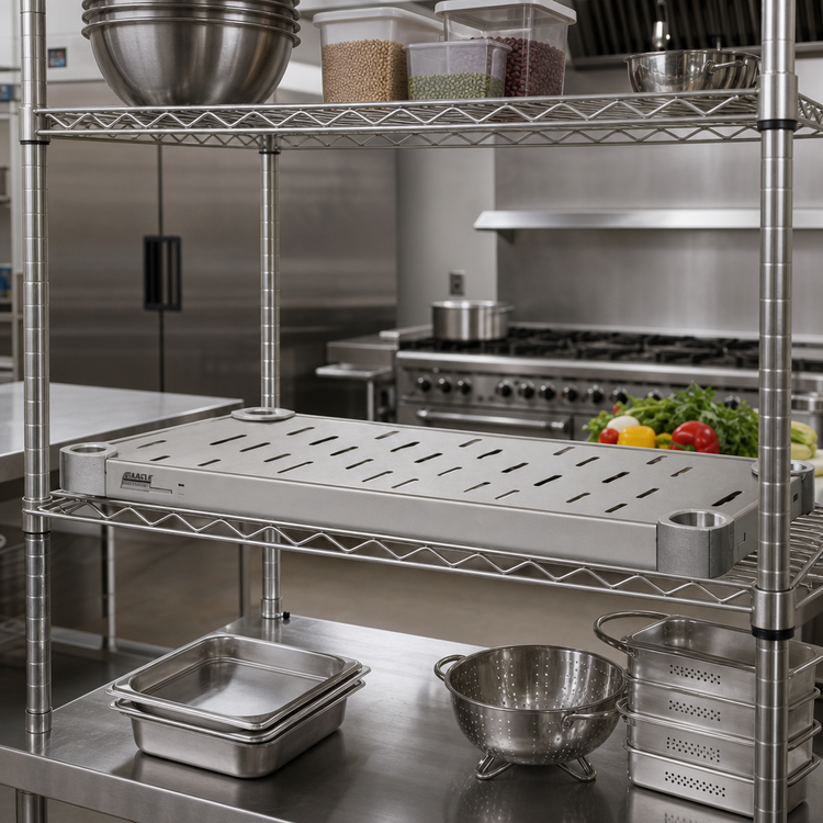 Product image #3 for Eagle Group Quik-Set 42 Inch x 18 Inch Solid Shelf with Louvered Top, 304 Stainless Steel