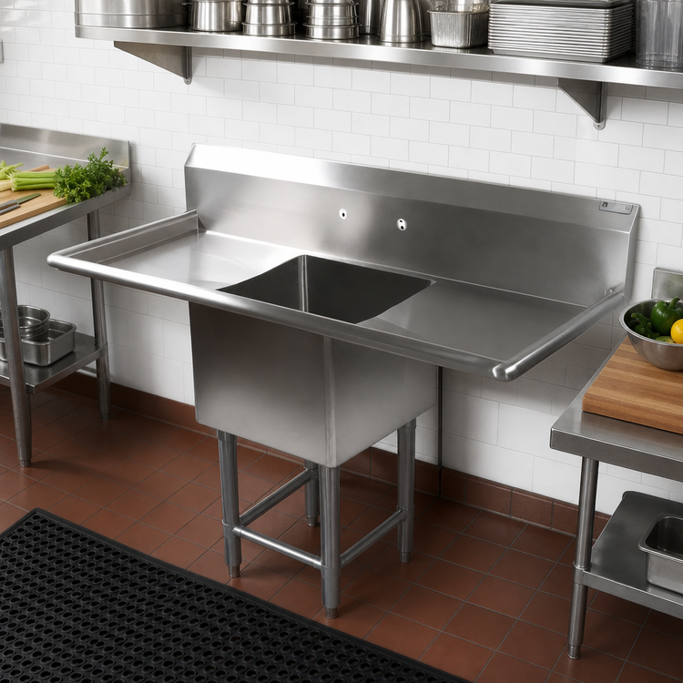 Product image #2 for John Boos Pro-Bowl 1-Compartment Sink with Dual 24-Inch Drainboards, 18 x 18 x 14-Inch Bowl, 69-1/4-Inch Wide