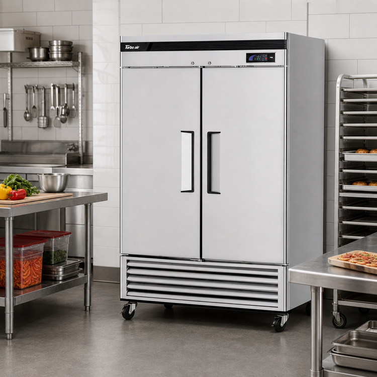 Product image #2 for Turbo Air Super Deluxe 39.9 Cu. Ft. Two-Section Reach-In Freezer, Stainless Steel, Bottom Mount