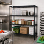 Thumbnail image #2 for Quantum WR54-3060BK Stationary Wire Shelving Starter Kit, 60"W x 30"D x 54"H, 4 Shelves, Black Epoxy Finish