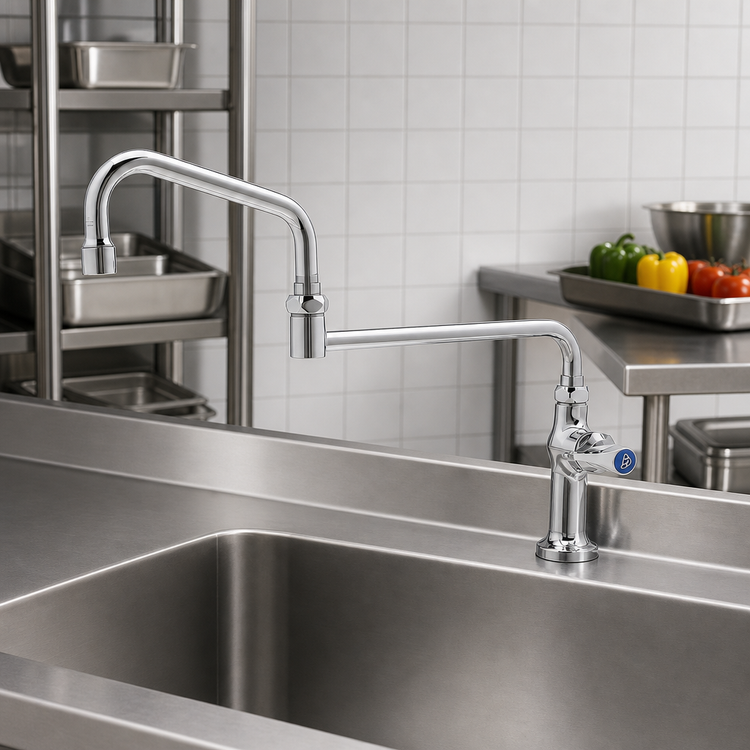 Product image #2 for T&S Brass Single Temperature Single Pantry Deck-Mount Faucet with 18-Inch Double-Joint Swivel Nozzle