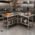Thumbnail image #2 for John Boos L-Shaped Stainless Steel Corner Work Table with Adjustable Undershelf and Rear Up-Turn