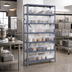 Thumbnail image #2 for Quantum Heavy-Duty Stationary Wire Shelving Unit with 8 Shelves and 21 Clear Bins, 36 x 18 x 75 Inches