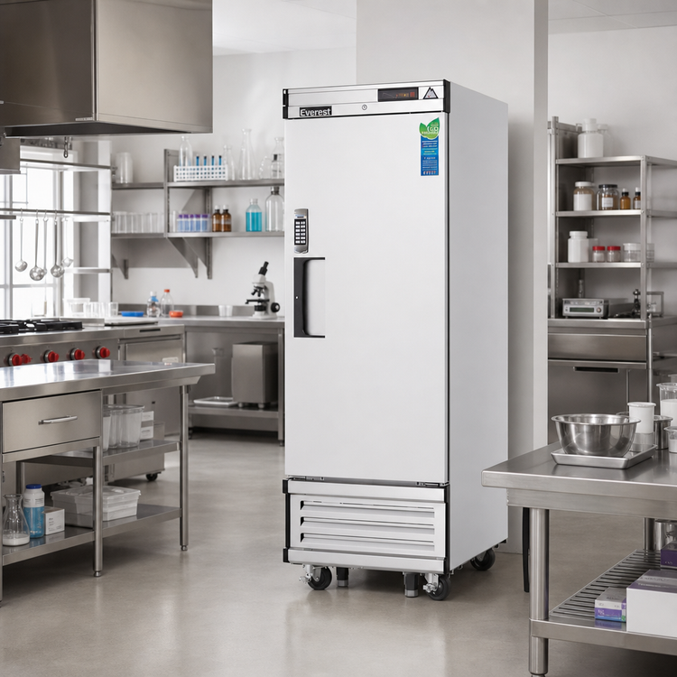 Product image #2 for Everest Refrigeration 23 Cu. Ft. One-Section Laboratory Freezer with Bottom-Mounted Self-Contained Refrigeration, Solid Hinged Door, and Casters
