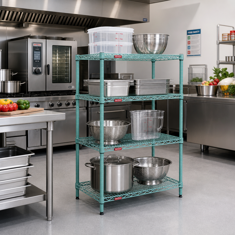 Product image #2 for EagleGard 4-Tier Wire Shelving Starter Unit, 24 x 18 x 63 Inches, Hybrid Epoxy Finish