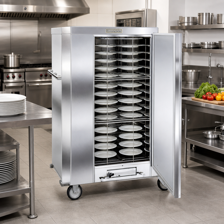 Product image #2 for Economy Carter Mobile Insulated Electric Banquet Cabinet, Single Door, 144 Covered Plates