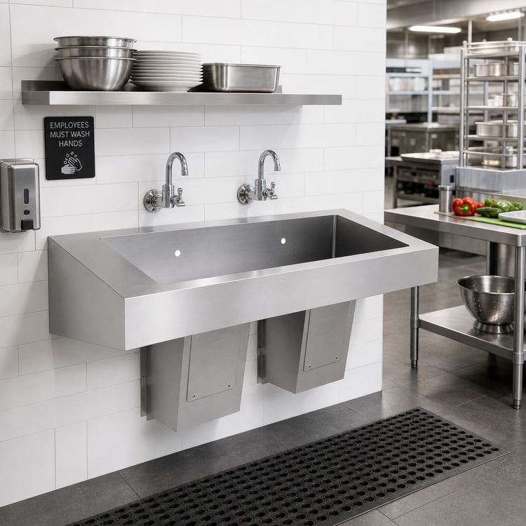 Product image #2 for Advance Tabco ADA-Compliant Wall Mounted Stainless Steel Scrub Hand Sink, 60 x 19 Inches